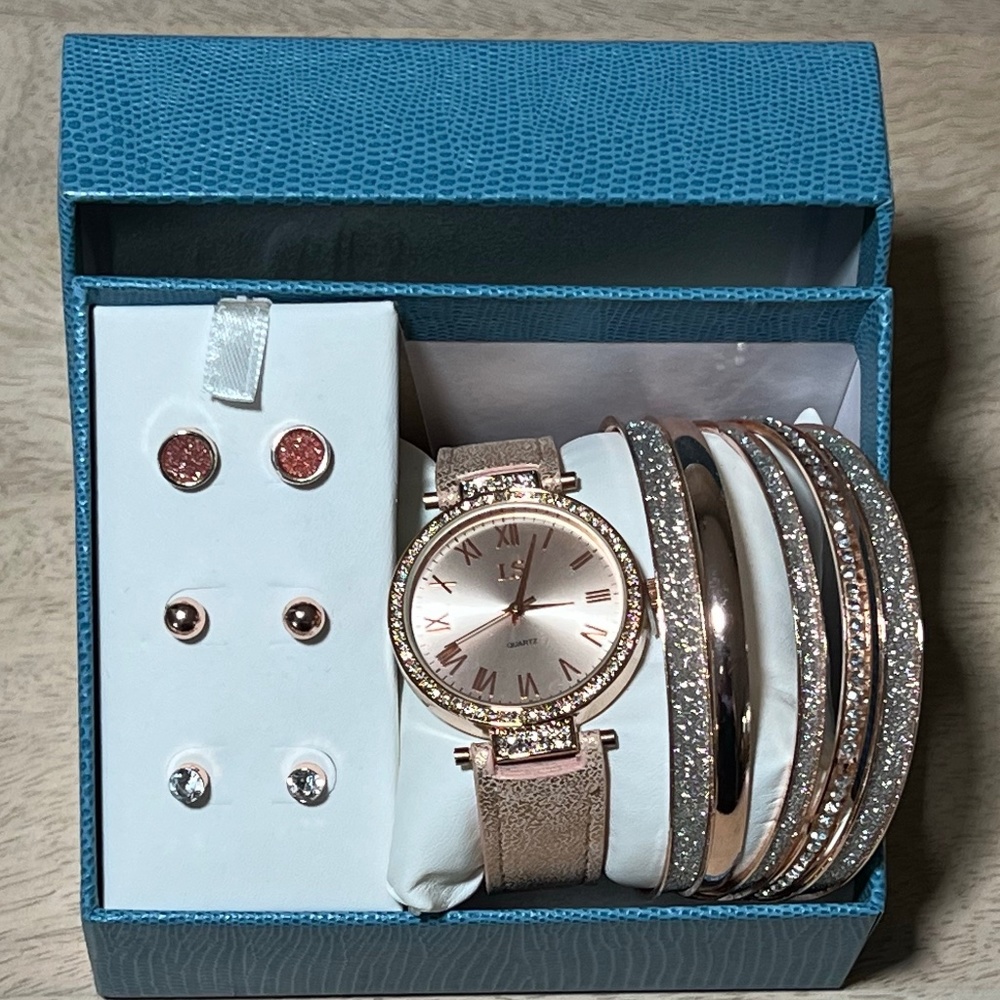 Laura Scott Watch, Bangles, and Studs Set